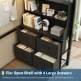 thumbnail image 5 of Loft Bed Twin Size with Desk, 4 Large Fabric Drawers and 2 Storage Shelves, Heavy Duty Metal Loft Bed with LED Lights & Charging Sation, Safety Guard & Ladder, No Box Spring Needed, Black, 5 of 7