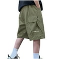 thumbnail image 4 of 2 Pack Baggy Cargo Shorts for Boys with Pockets Size 5-15 Juniors Teens Kids Lightweight Solid Wide Leg Elastic Waist Hiking Athletic Workout Short, 4 of 8