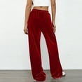thumbnail image 4 of Simua Women's Solid Color Velvet Casual Pants - Elastic Stretch Waist Wide-Leg Straight Trousers with Side Pockets (S-XXL), 4 of 8