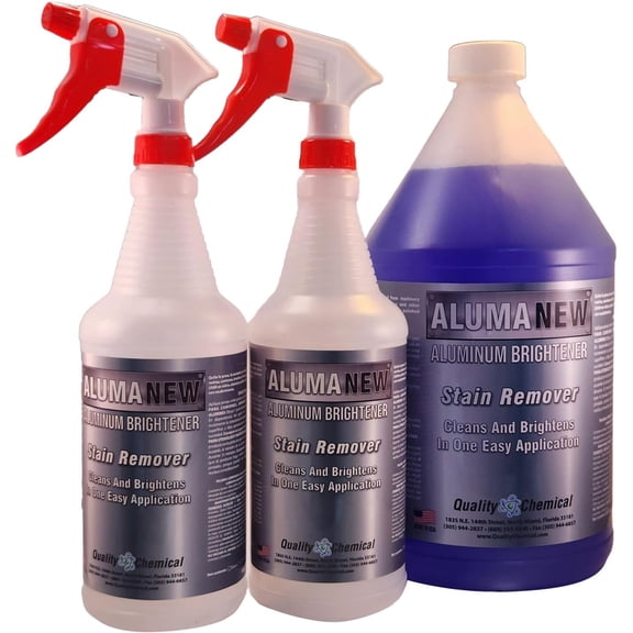 Aluminum Cleaner & Brightener & Restorer - Made in USA  Gallon Combo - Aluminum Cleaner, Aluminum Wheel Cleaner, Pontoon Cleaner Aluminum, Aluminum Rim Cleaner