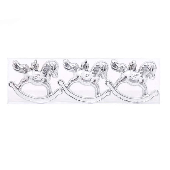 Rocking Horse Christmas Ornaments, Electroplated Glitter Design with Vintage Style, Set of 3 Mini Hanging Baubles for Tree Wreath and Holiday Decor