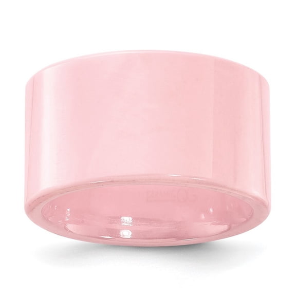 Ceramic Pink Flat 12mm Polished Band Ring Size 5 - Jewelry Gift for Mom