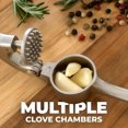 thumbnail image 3 of Premium Kitchen Garlic Press with Soft, Easy-Squeeze Handle - Includes Silicone Garlic Peeler and Cleaning Brush - 3 Garlic Mincing Tools - Sturdy, Ea, 3 of 4