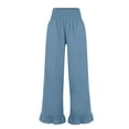 thumbnail image 6 of XIAOCHA Womens High Waist Wide Leg Pants Ruffle Hem with Pockets Casual Summer Trousers, 6 of 7