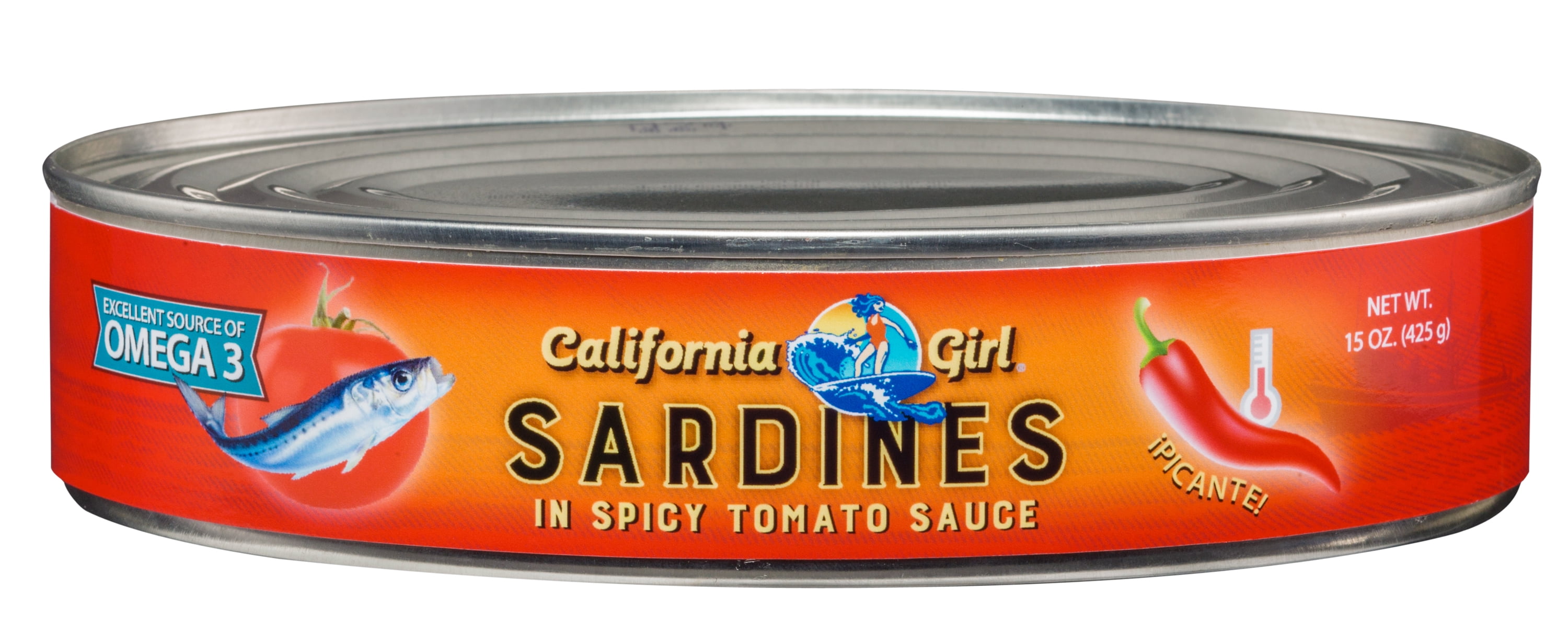 California Girl Sardines in Chili Tomato Sauce, 15 oz