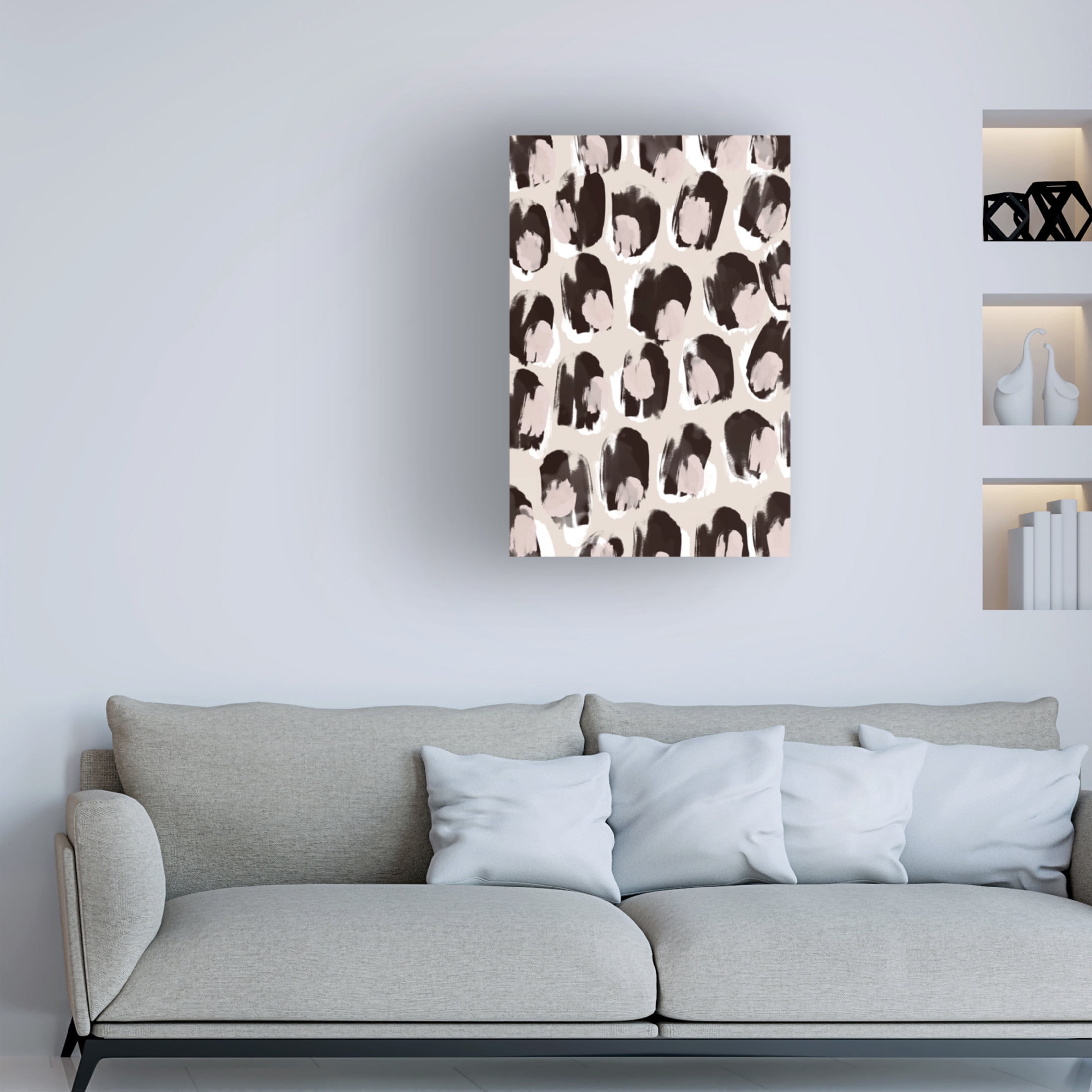 Canvas Wall Art - Treechild 'Big Brown And Beige Dots' Wall Art for Living Room, Bedroom, or Office D?cor by Trademark Fine Art - 30 x 47 Inches