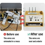 Catekro Wooden WiFi Router Storage Box Wall Shelves Stuff 3 compartments for Bedroom, Living Room