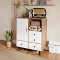 thumbnail image 4 of Gymax Buffet Sideboard w/ 4 Drawers & Open Compartment Heavy-Duty Metal Legs Natural, 4 of 10