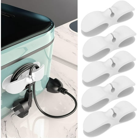 Cord Organizer for Appliances, 5 Pack Upgraded Cord Wrap Holder Cord Winder Stick Firmly on Kitchen Mixer, Coffee Maker, Pressure Cooker, Air Fryer and Small Appliances(White)