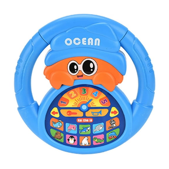 Dualoai Kids Steering Wheel Toy Sensory Toy Hand Eye Coordination Cute Easy Installation Blue