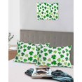 thumbnail image 4 of St Patricks Day King Pillow Cases Set of 2 - Microfiber Bed Throw Pillow Covers, Green Shamrock Spring Watercolor Lucky Leaf Decorative Lumbar Pillow Cover with Envelope Closure for Sofa 20"x36", 4 of 6