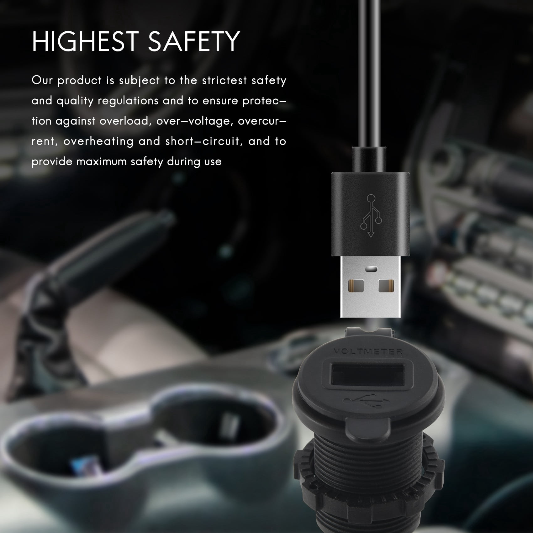 USB Car Socket 12V Car Charger 5V 4.2A Dual USB Car Charger Waterproof Car Cigarette Adapter Adapter with LED Digital Voltmeter for Motorcycle, Caravan, Truck and more