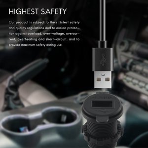 USB Chaussette de voiture 12V Chargeur de voiture 5V 4.2A Double USB Chargeur de voiture Adaptateur de cigarette de voiture étanche avec LED Voltmètre numérique pour moto, caravane, camion et plus