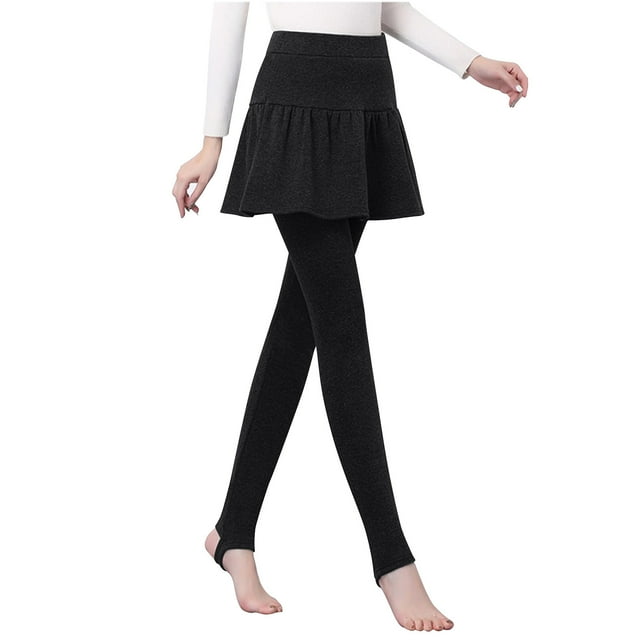 LLYwey Pantalon de Randonnée Femme Pantalon Bas Uni pour Femme avec Jupe Peluche Épaissi Taille Élastique Pantalon Bas Peluche Épaissi Pantalon Jupe Pantalon de Travail Femme Pantalon Long Style H1013 Noir P
