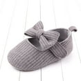 thumbnail image 4 of Xfvqtps Baby Girls Walking Shoes Knit Bowknot Hook Loop Cute Soft Sole Non Slip Indoor Mesh First Walker Shoes Summer New Baby Knitted Bow Wool Shoes Gray, 4 of 8