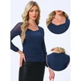 thumbnail image 2 of DARING DIVA Women's Long Sleeve Slim Fit Dressy Casual Wrap Tops L Navy Blue, 2 of 6
