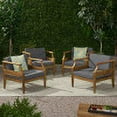 thumbnail image 2 of GDF Studio Bianca Outdoor Mid-Century Modern Acacia Wood Club Chair With Cushion, Set of 4, Teak and Dark Gray, 2 of 10