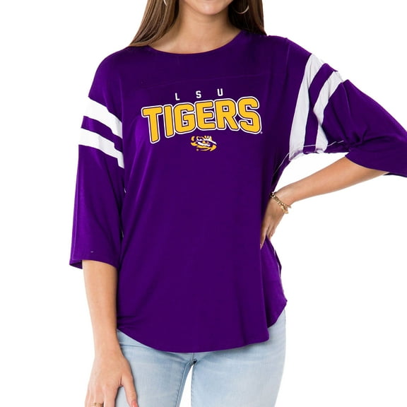 Women's  Purple LSU Tigers Relaxed Abigail Half-Sleeve T-Shirt