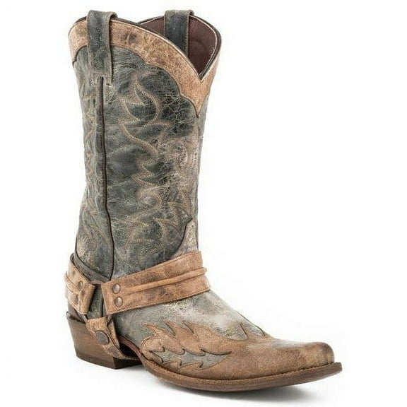 Men's Stetson Sundance Kid Boots Square Rocker Toe Handcrafted Brown