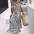 thumbnail image 1 of Robes pour Femmes 2024 Été Surdimensionnée Col en V Imprimé Manches Courtes Patchwork Décontractée Longue Robe Rabais de 50 % Liquidation!, 1 of 6
