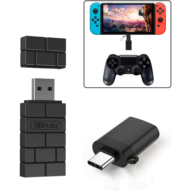 8Bitdo Wireless Controller USB Adapter 2 Gamepad Receiver Mini USB Switch Converter Compatible with Switch/Switch OLED, Mac, Raspberry Pi, PS, PS5, PC