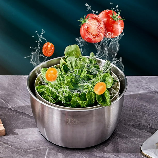 Colador de ensalada grande BLESIY compacto almacenamiento bloqueable 5L centrifugador de ensalada