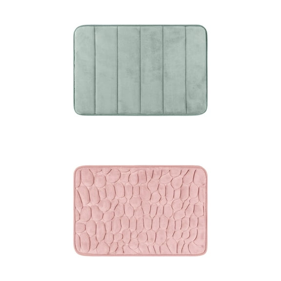 Unique Bargains 2 Pcs Non Slip Soft Bathroom Mat Grey/Pink 16" x 24"