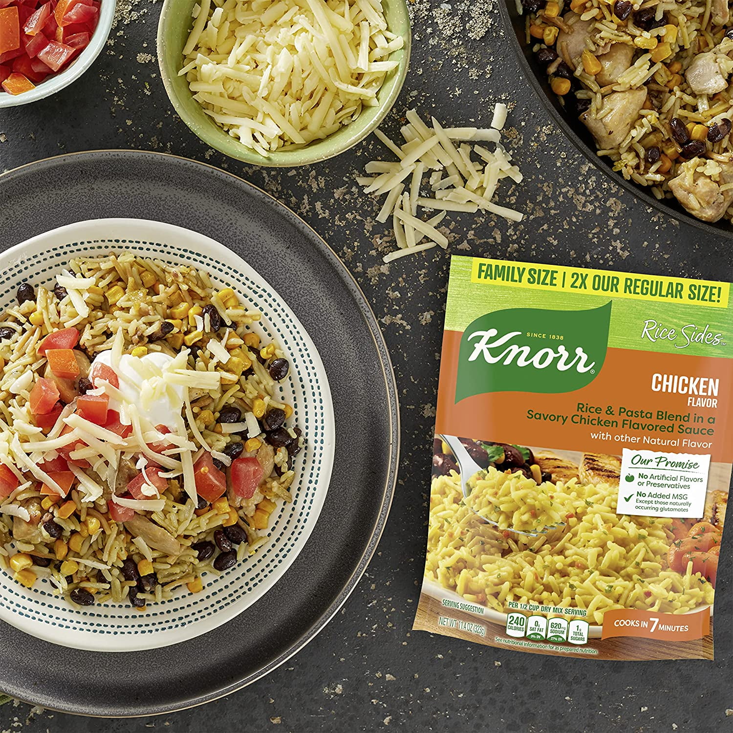 Knorr Rice Sides For a Delicious Easy Meal Chicken Long Grain Rice & Vermicelli Pasta Blend No Artificial Flavors 11.4 oz, 4 Count