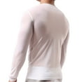 thumbnail image 4 of Jiyugala Men's Shapewear Tops Plus Size Underwear Boxer Briefs Mesh Breathable Shirts Long Sleeve Sleepwear See Through Mesh Blouse Casual Casual Top, 4 of 6