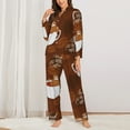 thumbnail image 3 of Junzan Sloths Need More Coffee Print Womens Pajama Sets,Long Sleeve Button Down For Women Pjs 2 Piece, 3 of 9