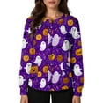thumbnail image 2 of LHVUOA Halloween Scrub Jackets for Women Funny Halloween Printed Working Jackets Scrub Tops Workwear Nursing Uniforms with Pockets, 2 of 6