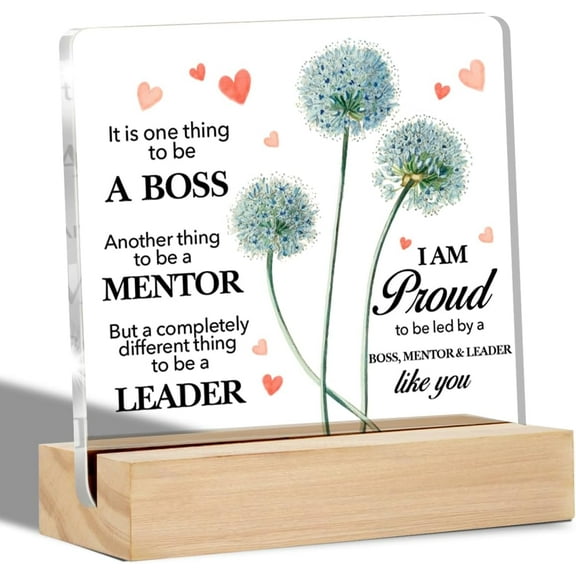 Gifts for Boss Lady Boss Clear Desk Decorative Sign Boss Appreciation Gift for Going Away Boss Day Acrylic Sign with Stand Table Plaque Sign Keepsake Home Office Decor 4x4 Inch