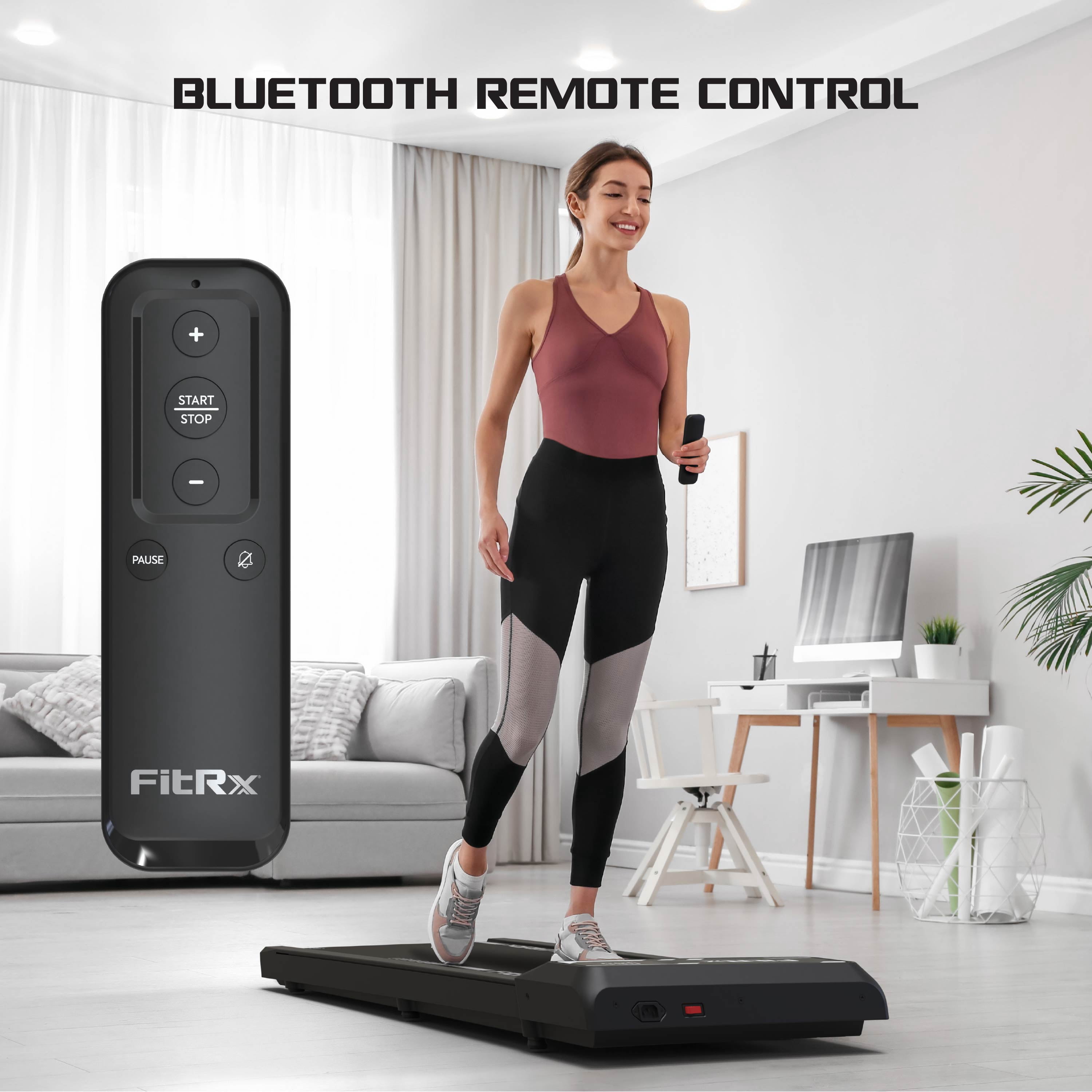 FitRx Pacer Walking Pad, 265lbs Capacity Incline Under Desk Walking Pad with Bluetooth Connectivity and Remote Control for Home and Office