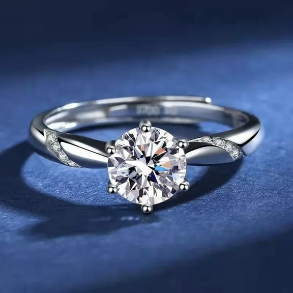 Solitaire Round White Moissanite Diamond Engagement Ring 1.00 ct. t.w. S925, White Gold Plated Size- (5 - 13) Available