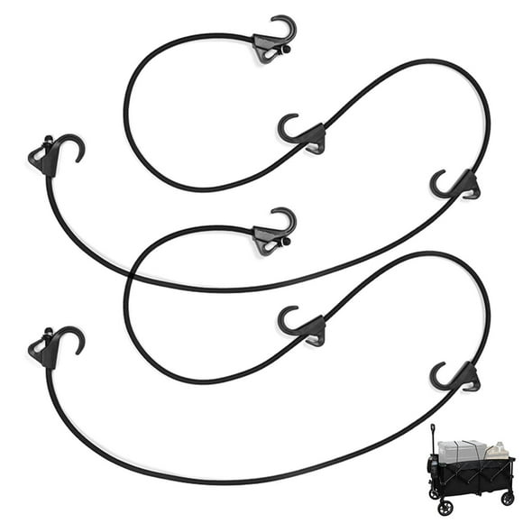 2PCS Elastic Rope Strap with 4 Hooks for Folding Utility Wagon Beach Garden Cart