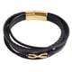 thumbnail image 4 of Pulsera para hombre, estilo sencillo, con hebilla magnética, de oro negro y varias capas, hecha a mano, de cuero trenzado, 4 of 15