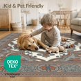 thumbnail image 4 of ODIKA 9'x12' Washable Area Rug Non-Shedding, Easy Care Beige Ornate Cream Interlocking Mirrored Traditional Entryway for Master Suite, California King, Under Bed, 4 of 7
