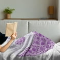 thumbnail image 3 of Yin Yang Soft Flannel Fleece Throw Blanket, Graphic Yin Yang Designed with Connecting Square Mosaic Tiles, Cozy Plush for Indoor and Outdoor Use, 50" x 70", Violet and Pale Mauve, by Ambesonne, 3 of 5