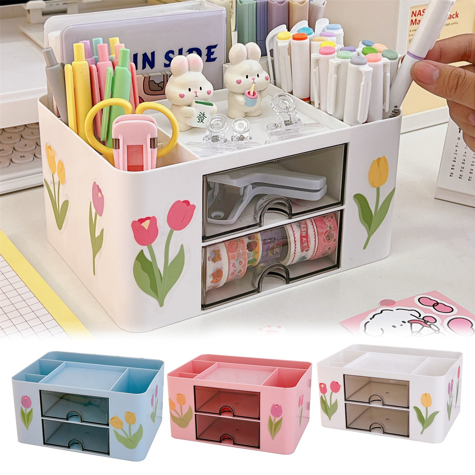 Gotyou Desk Organiser, 5 Compartments, Plastic Table Organiser with