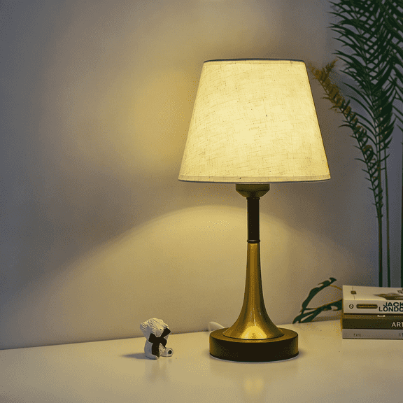 Touch Control Bedside Lamp with Remote & USB Charging Ports | 3 Color Temperatures & Dimmable LED Nightstand Lamp | Linen Fabric Shade for Bedroom Living Room