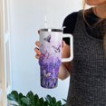 thumbnail image 4 of 40oz Purple Butterfly Tumbler with Handle | Insulated Travel Mug for Coffee & Water | Leakproof Cup | Lavender Butterfly Gift for Women, 4 of 6