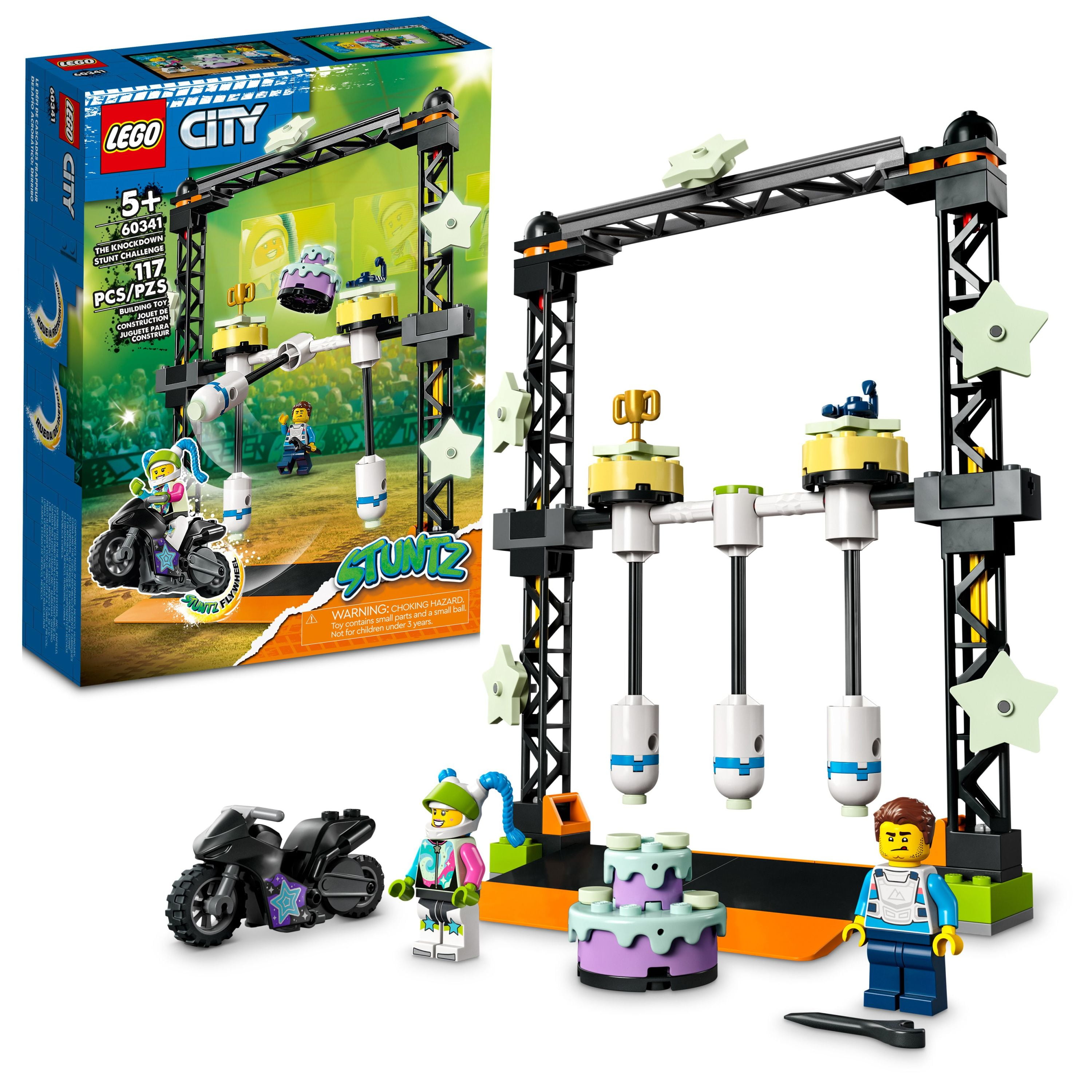 LEGO City Stuntz The Knockdown Stunt Challenge Playset, 60341 Adventure TV Series Action Toy For Kids Aged 5 plus with Stunt Bike, Racer & Accessories