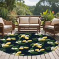 thumbnail image 4 of Lemons Leaves Round Area Rug 6Ft Washable Circle Rugs for Bathroom Office, Summer Fruits Floral Botanical Black Non-Slip Carpet Floor Mats Indoor Outdoor Carpet Runner Aesthetic Home Decor, 4 of 8