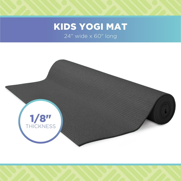 Bean Products Kids Size Sticky Yoga Mat - Thickness 3mm, 60”L x 24”W -  Non-Toxic, Non-Skid, Twilight