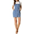 thumbnail image 2 of INSPIRE CHIC Women's Jean Button Down Adjustable Strap Denim Suspender Skirt, 2 of 6