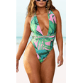 thumbnail image 6 of Meloria Swim and Fashion Leaf Print Padded Deep V Backless Tied Sexy One-Piece Swimsuit, 6 of 6