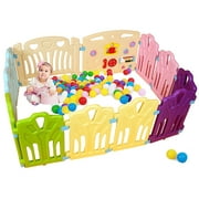 Angle View: 12 Panel Baby Playpen Kids Activity Centre Safety Playard Home Indoor Outdoor Portable Pen (multicolour, Classic set)