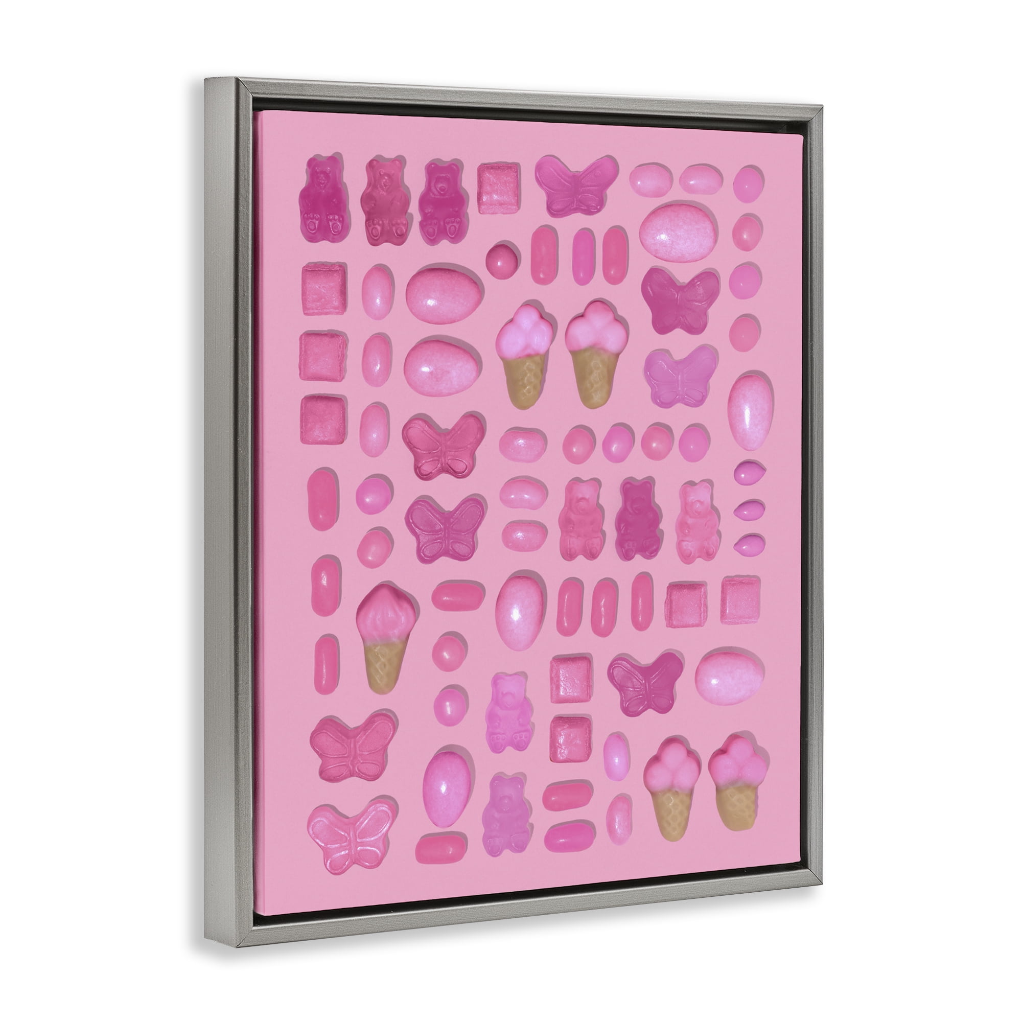 Stupell Industries Pink Toned Candies Gray Framed Floater Canvas Wall Art, design by LISH Creative