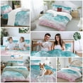thumbnail image 5 of Turquoise Pink Ombre Bedding Duvet Cover Set Twin Size 4 Pieces Abstract Coastal Ocean Waves Gradient Bedding Set with Zipper Closure, 1 Comforter Cover 68x86 Inches 1 Flat Sheet & 2 Pillow Cases, 5 of 7