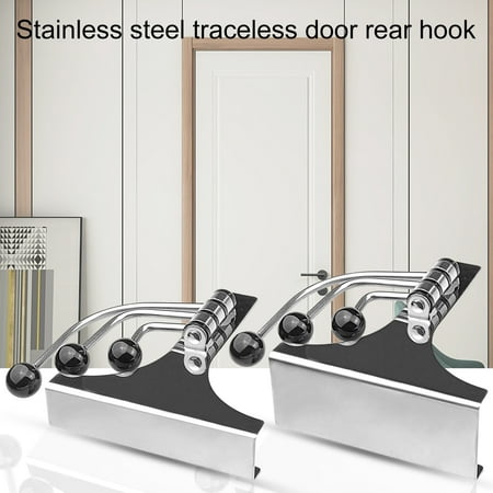 

Waroomhouse Door Hook 3 Hooks Rotating Punch-free Traceless Strong Load-bearing Storage Stainless Steel Overdoor Organizers Hanging Storage Rack for Kitchen